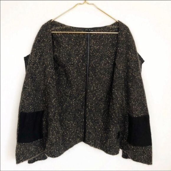 Eileen Fisher Mohair & leather trim black Cardigan Small - Picture 6 of 10